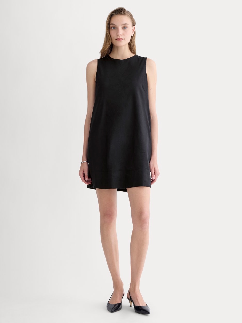 Everlane The Shift Dress Stretch Linen Black Size 0 Nwt Sleeveless Mini